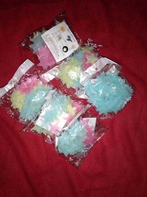 Hubest 100 Pcs Stiker Bintang Stiker Dinding Glow In The Dark Star Sticker