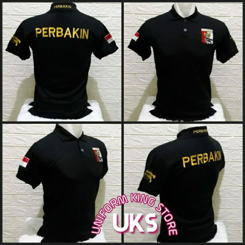 Kaos Perbakin - Kaos Kerah Perbakin Hitam - PBH - Baju Perbakin Bordir - Kaos Perbakin Bordir