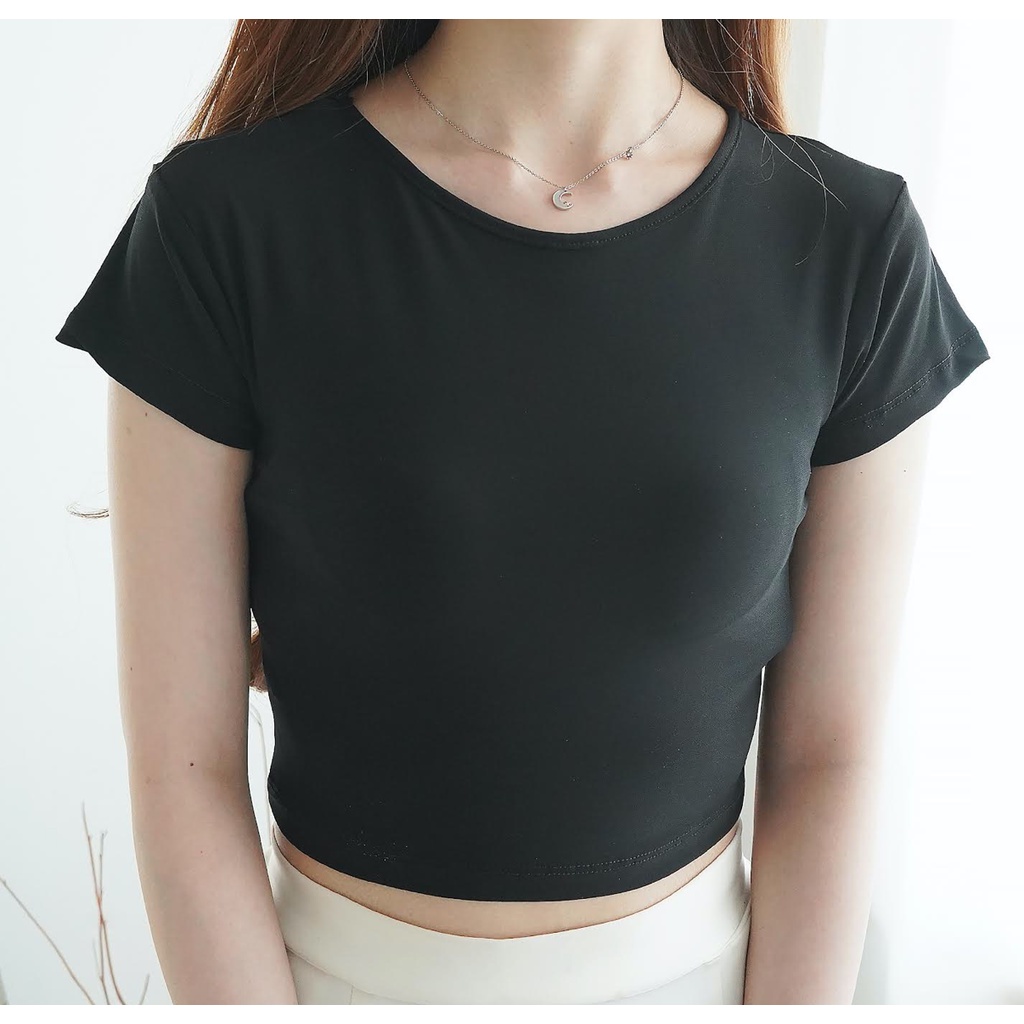 Korean Crop Top Baju Pendek Kaos Wanita Crop Tee Korea Slim Fit 052