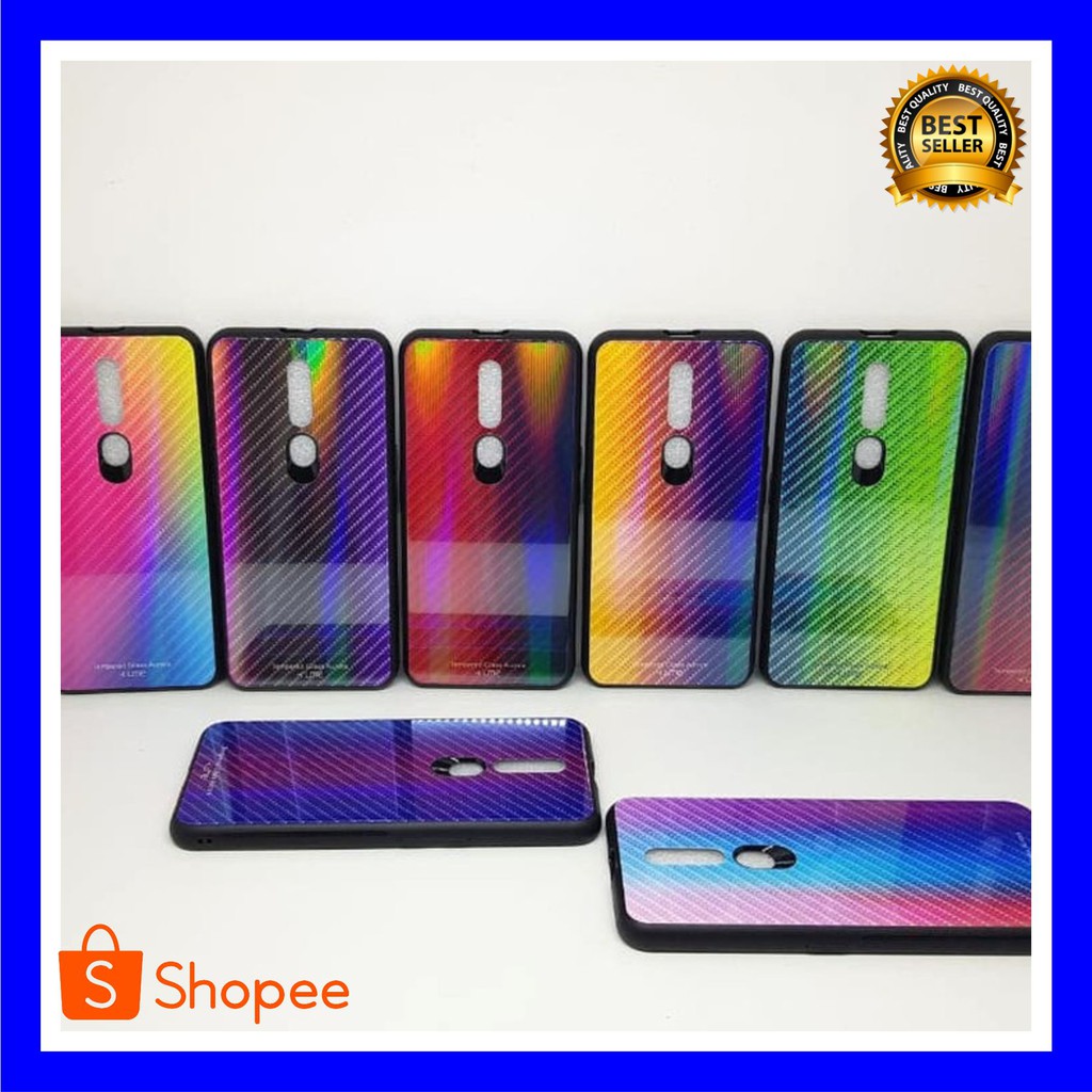 GROSIR TERMURAH Glass Case Samsung S10 Lite S10E G970 UME PATTERN Bumper Rainbow Glass