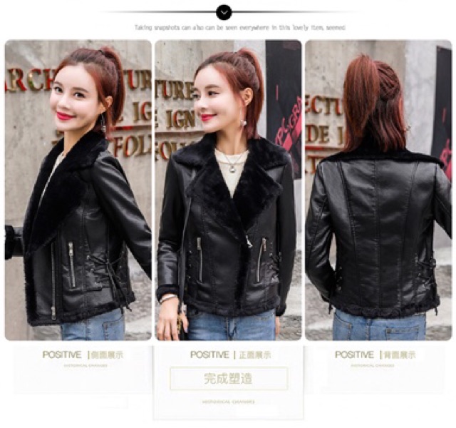 Jaket Kulit Bulu Wanita Musim Dingin Leather Fur Jacket Woman Winter