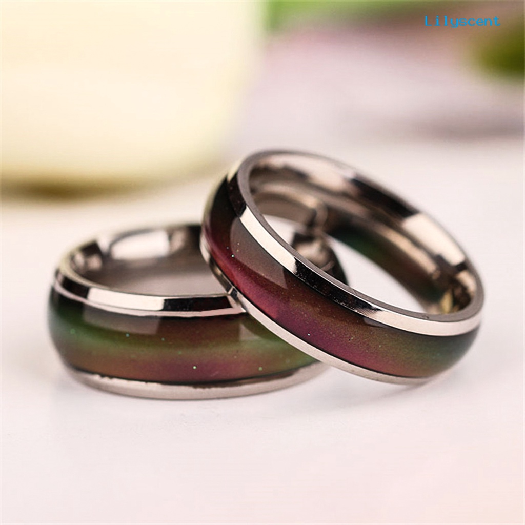 Ls Cincin Stainless Steel Berubah Warna Sesuai Temperatur Untuk Pasangan / Pria / Wanita