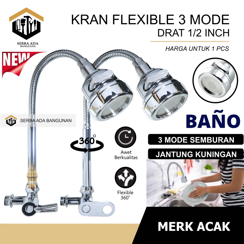 Kran Angsa Dapur Fleksibel / Flexible - 1/2 Inch - High Quality ROTASI 360 DERAJAT BERBAGAI MODEL TERLARIS TERMURAH