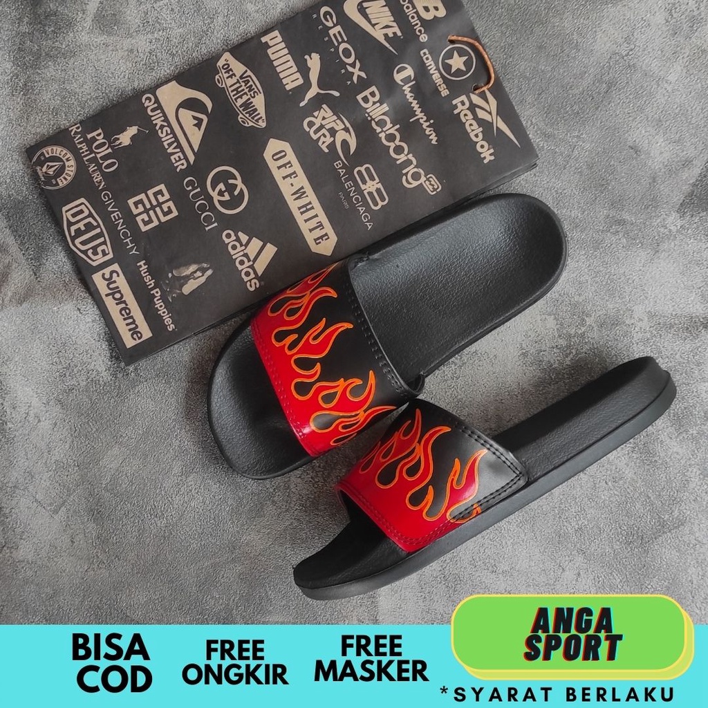 SANDAL SLIDE PRIA WITJI THRASHED MERAH KASUAL TERMURAH / SENDAL SLOP DISTRO COWOK / SANDAL SANTAI REMAJA KEREN