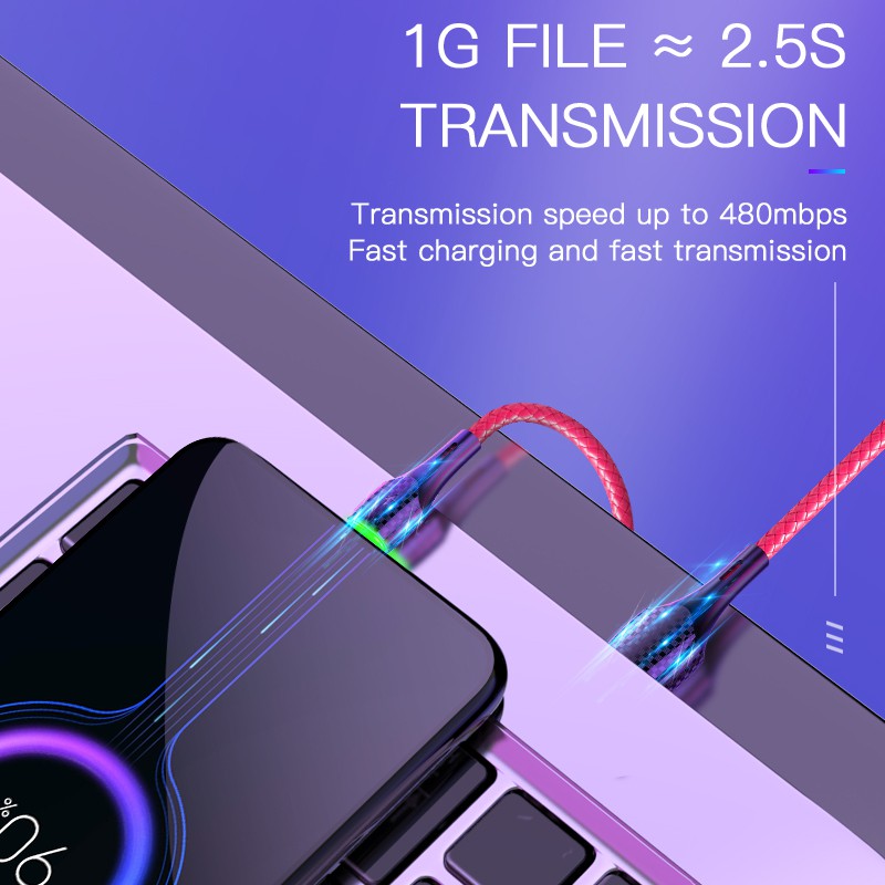 Kabel Data / Charger Micro Usb / Type C 8pin 3A Fast Charging Untuk Smartphone