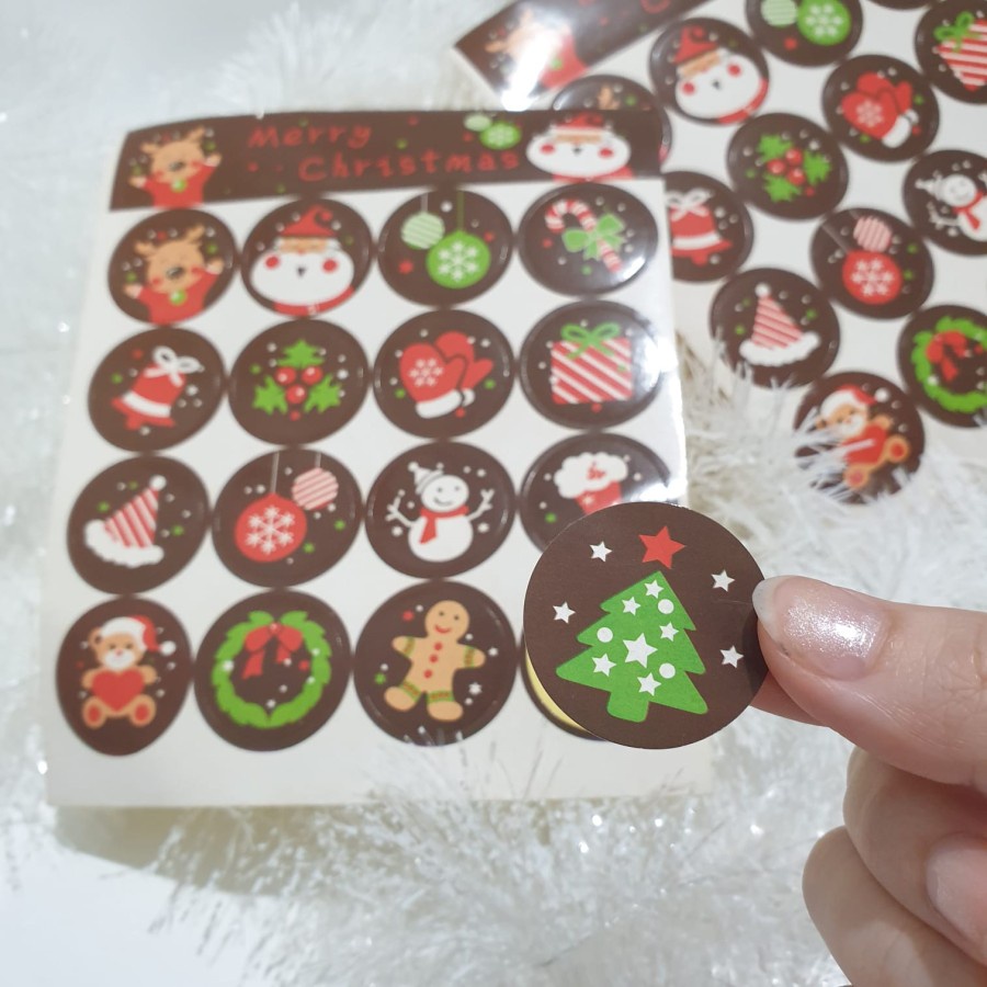 Cutting Sticker Tempelan Toples Kue Parcel Natal Per Lembar