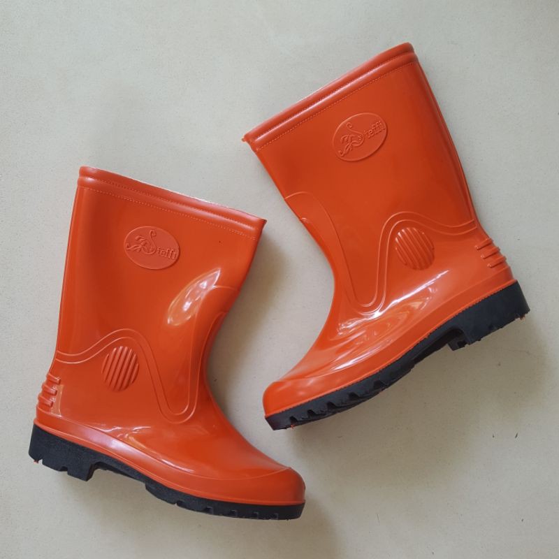 SHORT oranye 27 (43-44) | Steffi Boots SEPATU BOOT PROYEK PVC pendek anti air orange oren pria laki