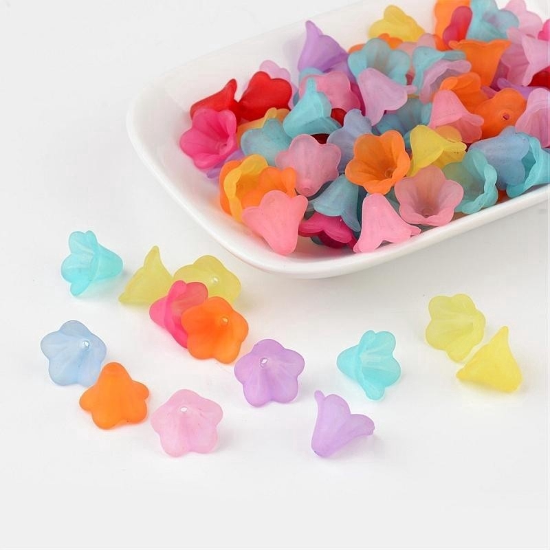 20/100pcs Mixed Trumpet Flower Frosted Acrylic Plastic Beads Caps for DIY Bracelet Necklace Making Jewelry Findings Wholesale