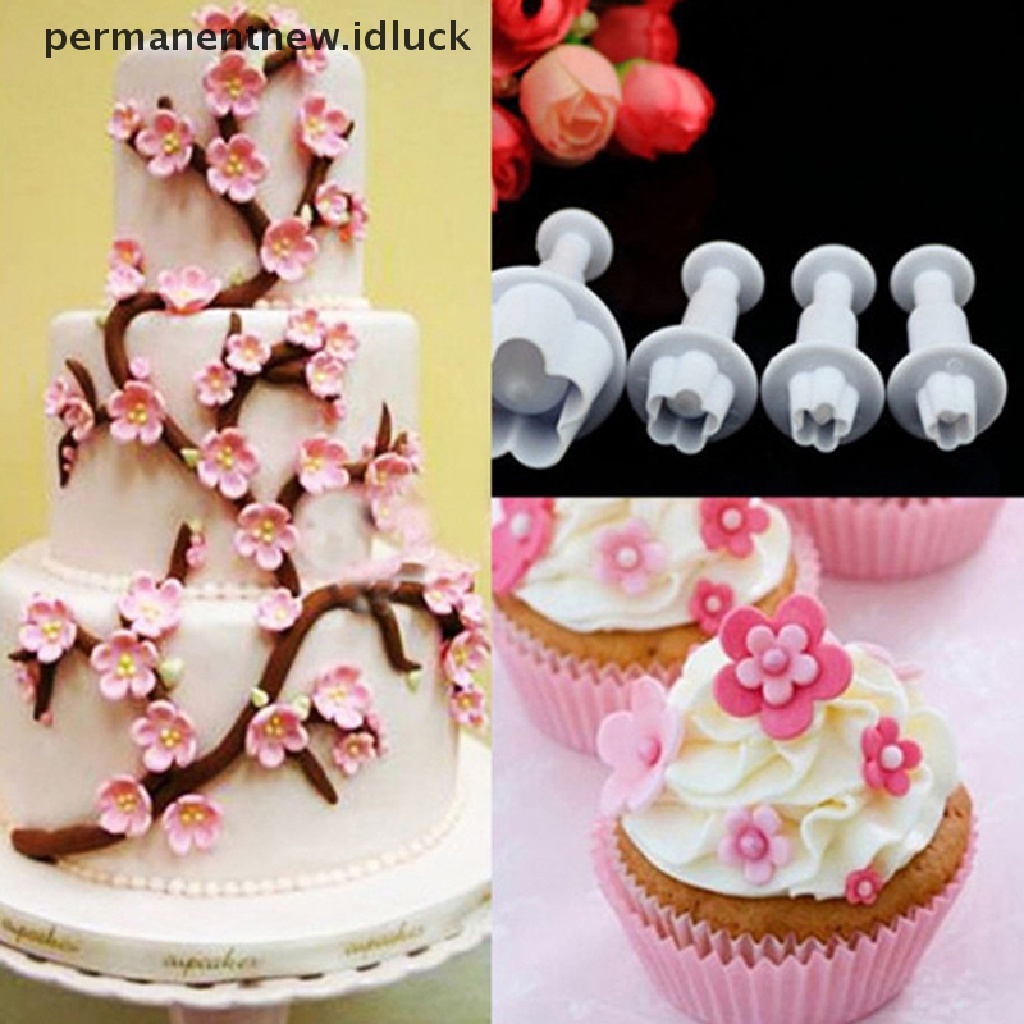 4 Pcs Cetakan Kue Bentuk Bunga Plum Untuk Dekorasi