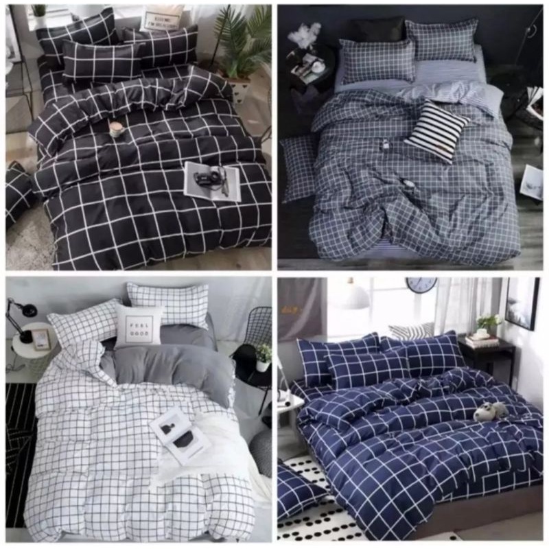 Sprei motif karakter kotak sprei kamar tidur pria kamar tidur wanita sprei sarung bantal sarung guli