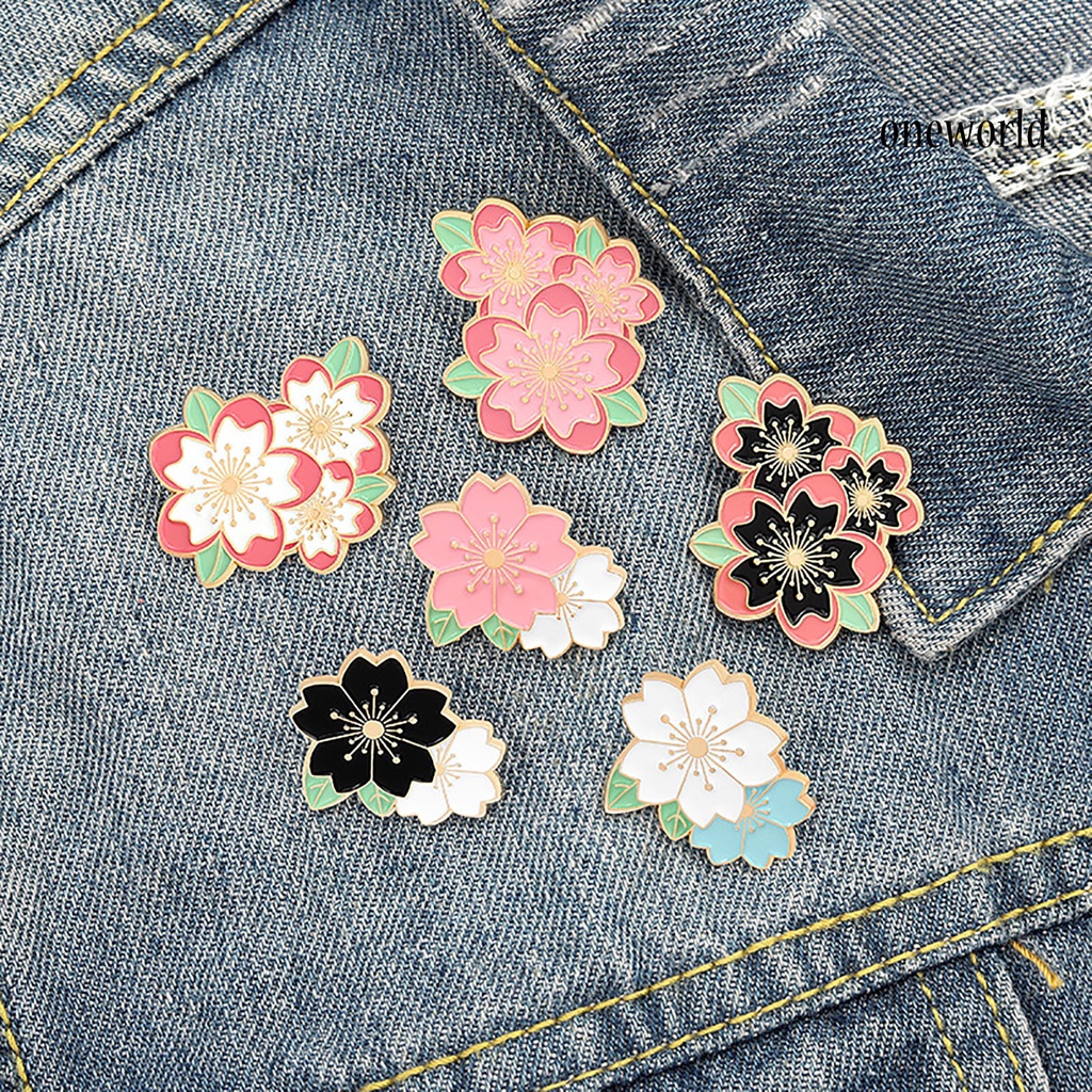 OW@ Cartoon Cherry Blossom Brooch Backpack Decorative Pin Collar Badge Accessories