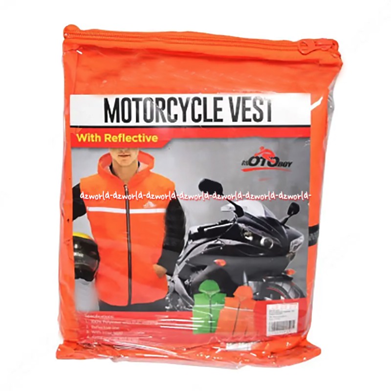 Motoboy Rompi Motor Dengan Topi dan Reflektor Glow in The Dark Vest With Hat Motor Boy Warna Orange Hijau
