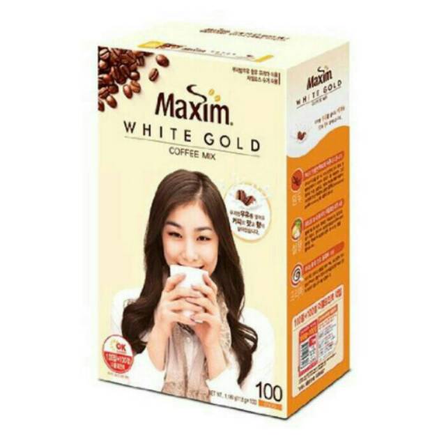 MAXIM White Gold Instant coffee mix 100 STICK Pcs Box Kopi Korea