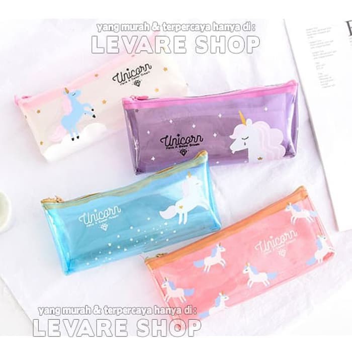 

Tempat Pensil Kotak Pencil Alat Tulis ATK Unik - Unicorn Transparan