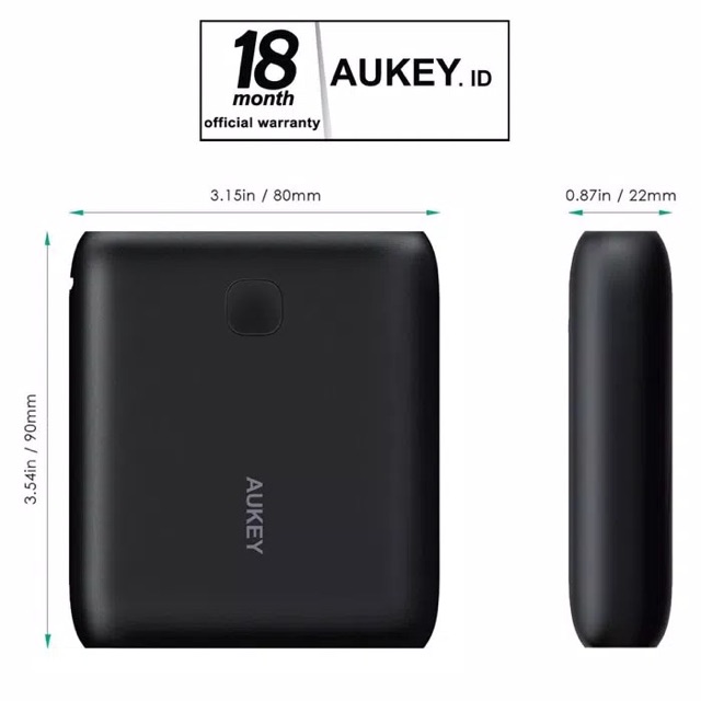 Aukey Power Bank 10000Mah Original Black