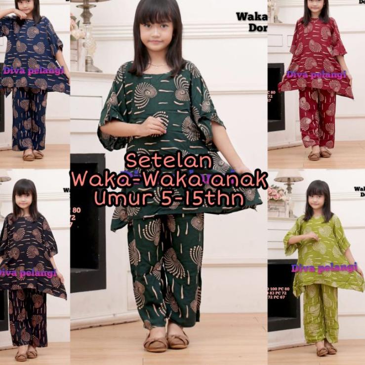 "KPI.26Ma22ᶠ" stelan anak perempuan waka waka one set anak perempuan umur 5-15thn