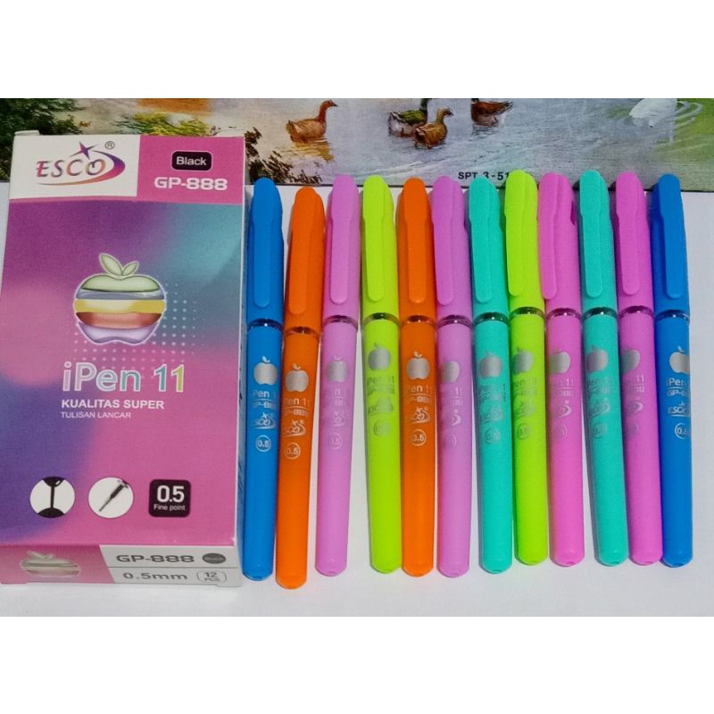 

1 pack pulpen gel pen open 11 kaulitas super tulisan lancar 0.5 esco