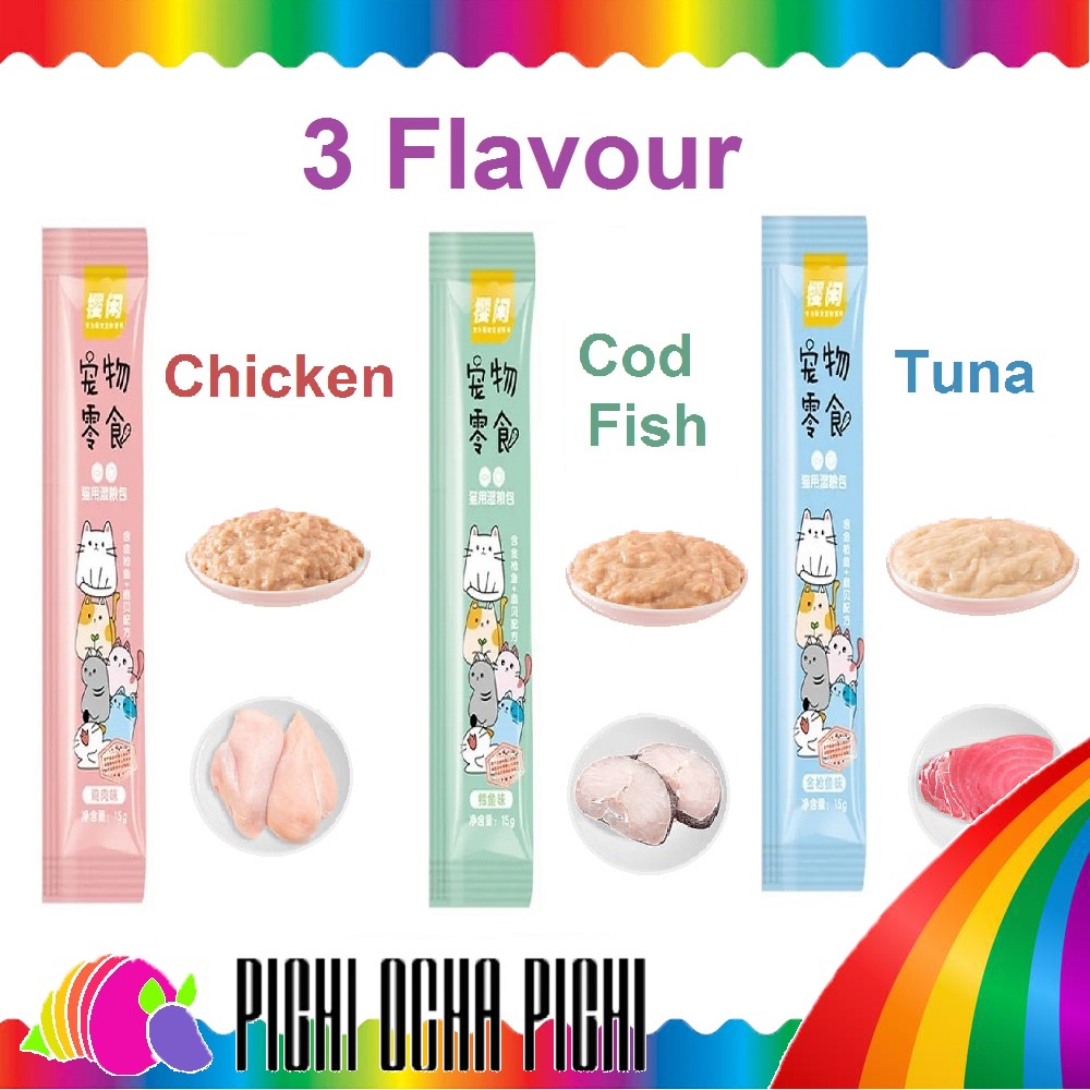 Cat Snack Treat Wet Pasta Snack kucing Food Cemilan kucing 15g by SixFigure