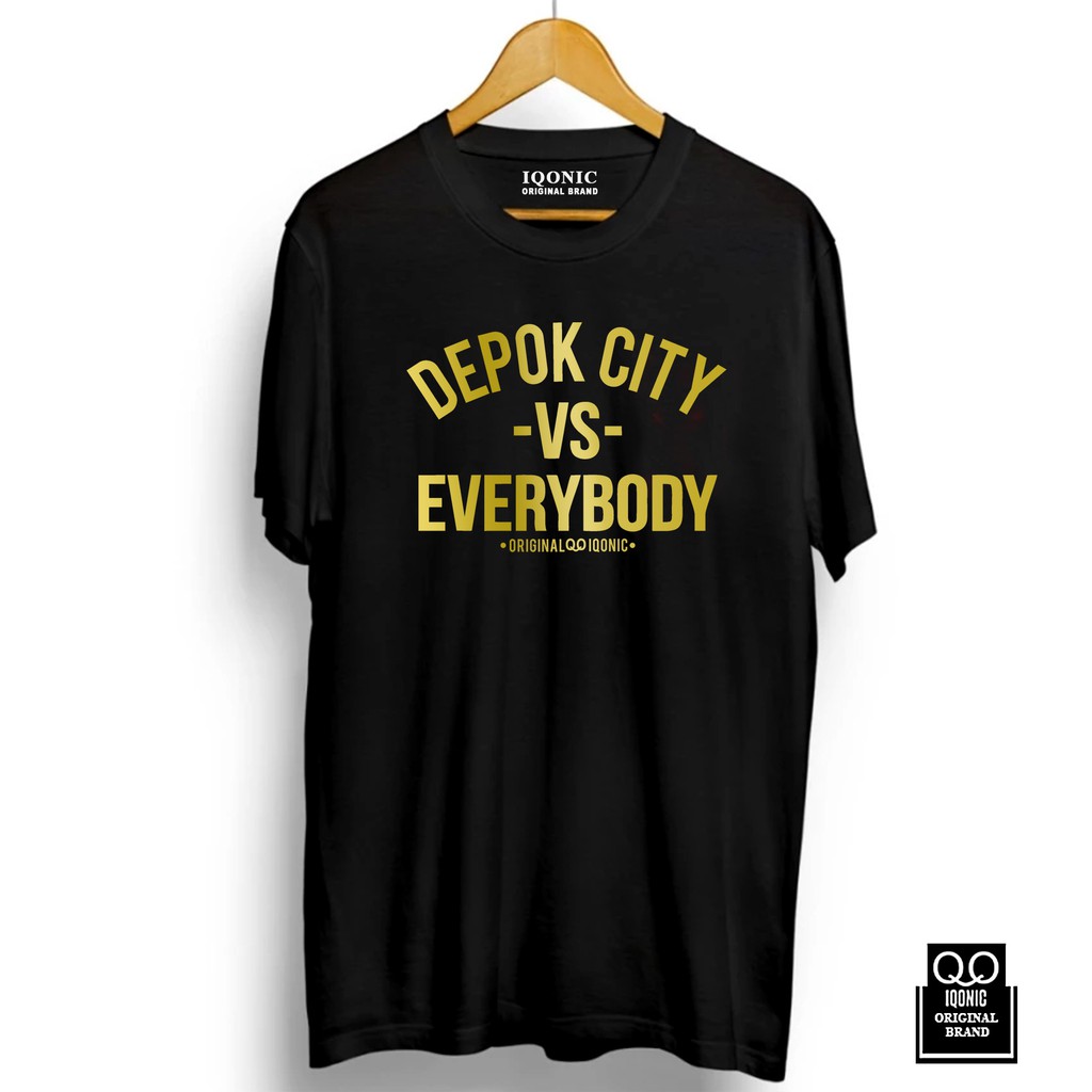 Kaos Distro Men &amp; Women DEPOK CITY VS EVERYBODY Text Gold - Original Premium Quality 100% Catoo