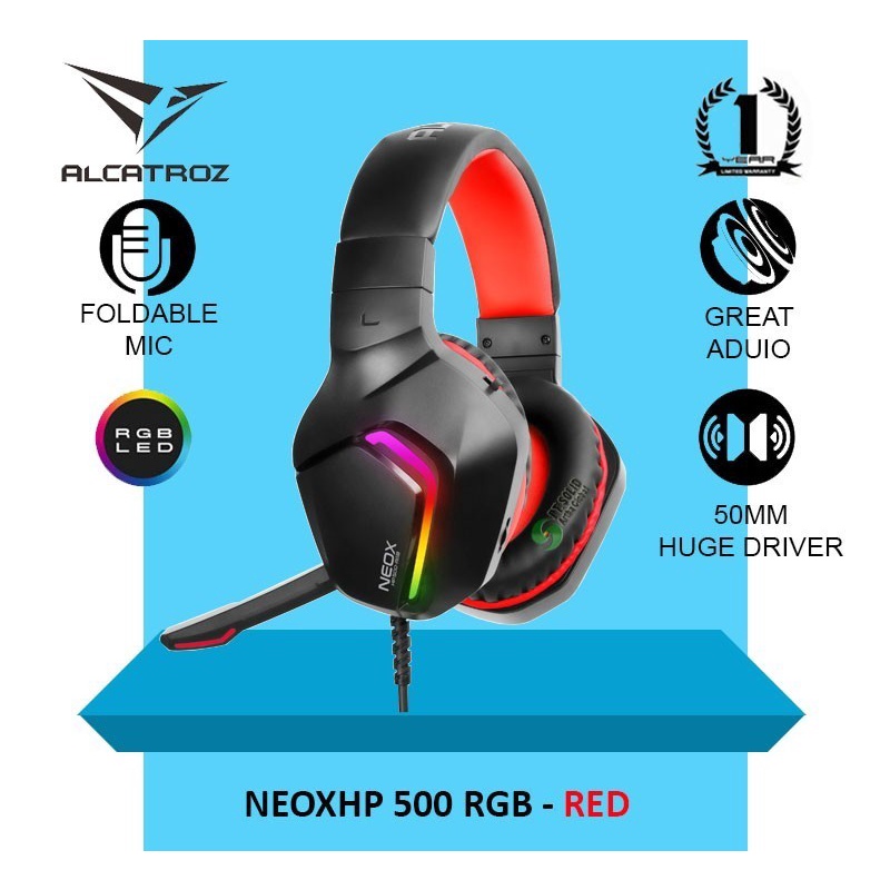 Headphone Gaming Alcatroz Neox HP500 RGB Wired Gaming Headset