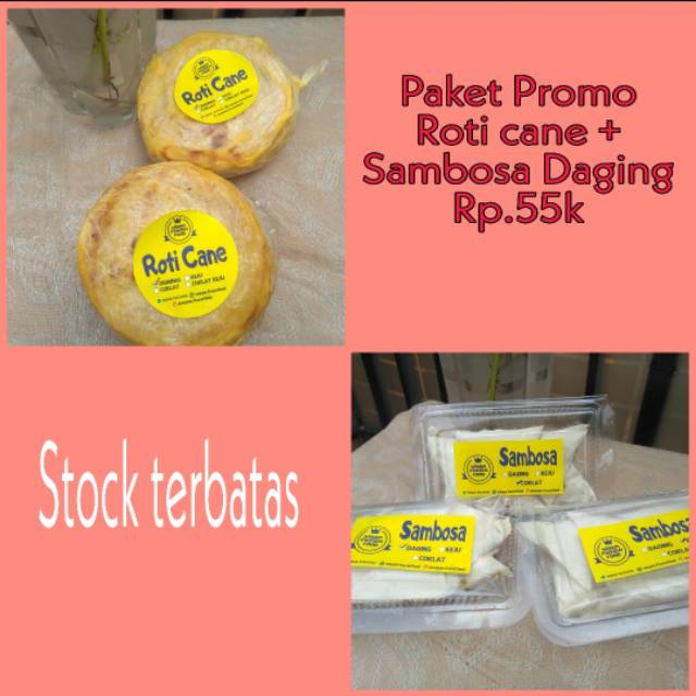 

Paket promo roti cane + sambosa daging