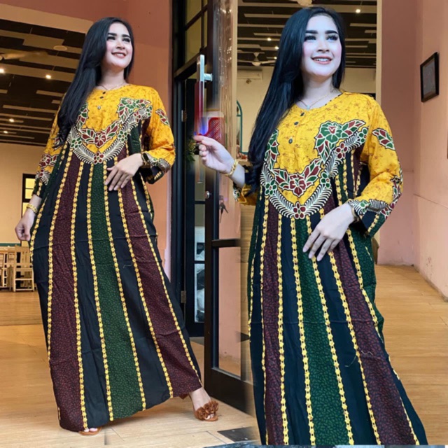 longdres syahrina lengan panjang kancing depan busui bumil murah adem