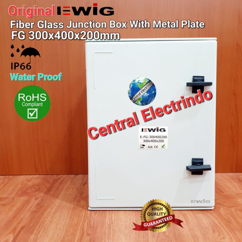 Fiber Glass Junction Box Panel FG 300×400×200mm EWIG With Metal Plate.