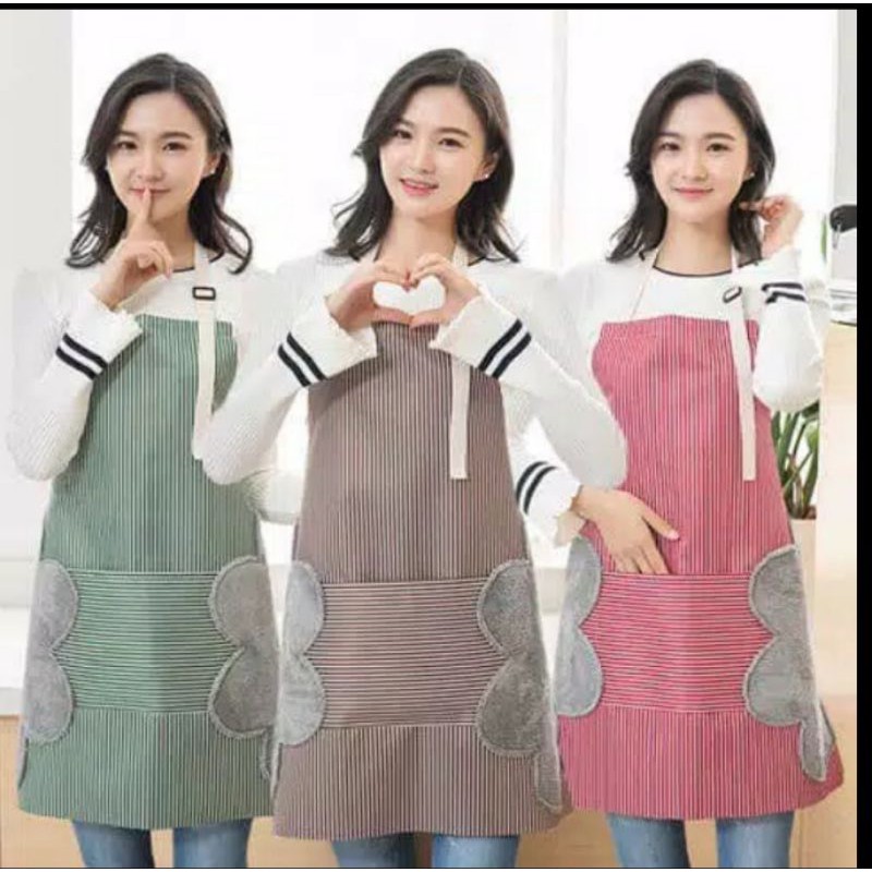 Celemek Masak Apron Dapur Anti Air Minyak Bisa Lap Tangan Kualitas Premium Korea