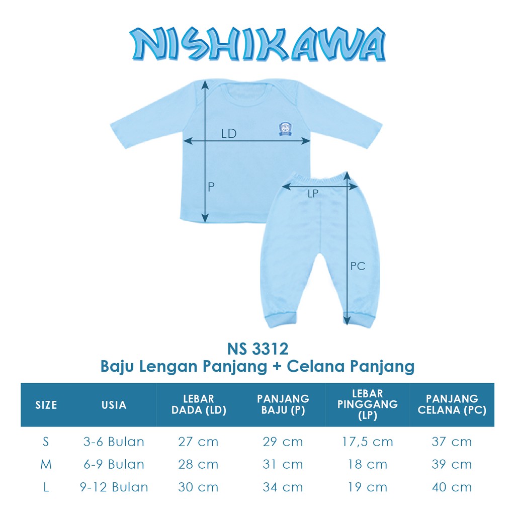 Nishikawa Baju Set Bayi Anak Lengan Panjang + Celana Panjang / Set Baju Anak Perempuan Dan Laki Ns 3312