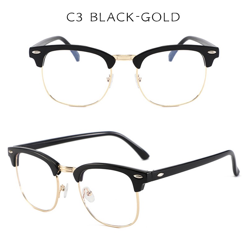 (YUZHU) Bayar di Tempat -0~-400° Optik Kacamata Korean Retro Hlaf Frame Kacamata Wanita/Pria Eyeglasses