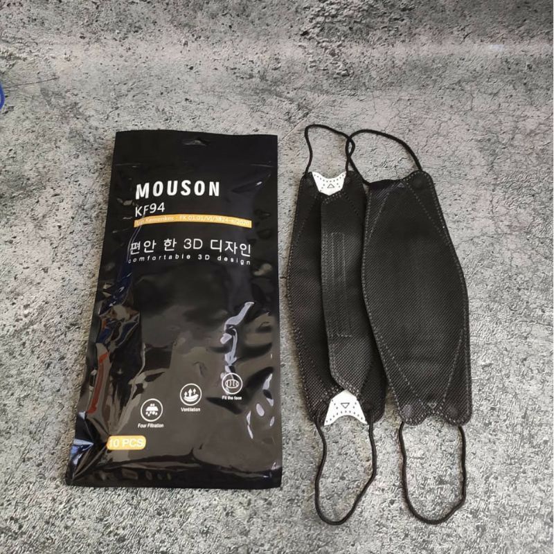 Mouson KF94 Black | Masker KF94 Hitam | Masker Korea isi 10 per pack | Mouson KF94 isi 10