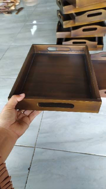 Baki Kayu / Nampan Kayu / Tray Kayu warna gelap 32 x 22