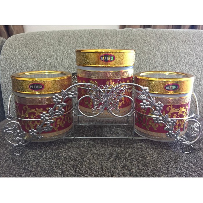Toples Kaca Bistro set 3 + Rak