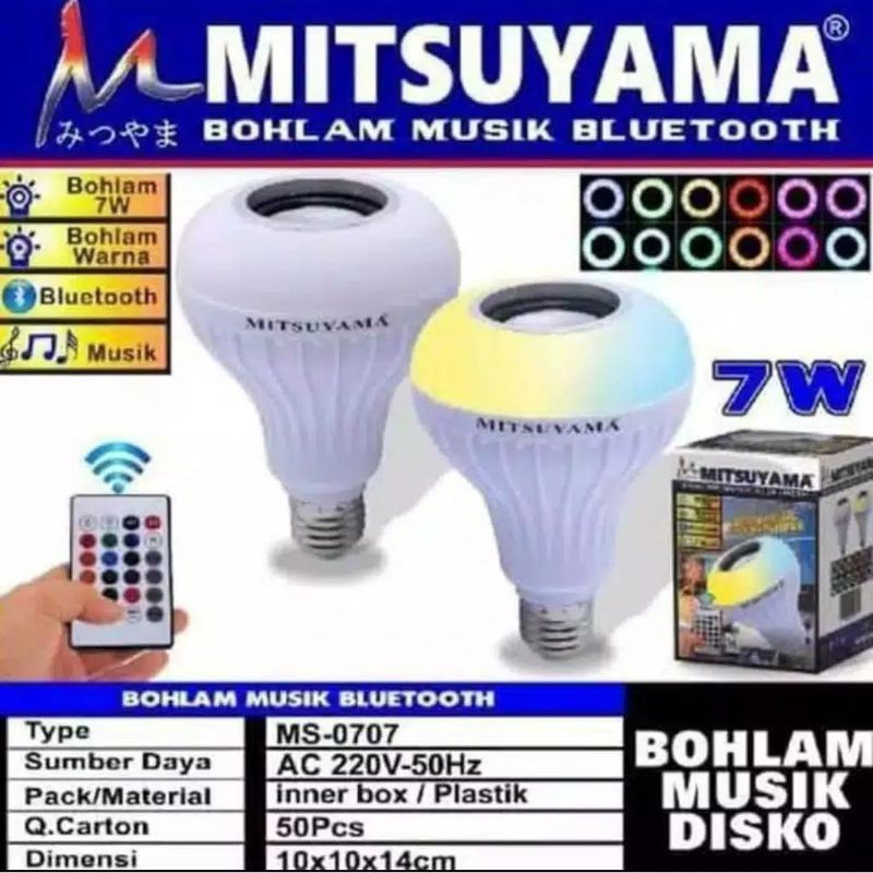 Speaker Bluetooth Wireless Portable Bohlam Lampu LED Disco Mitsuyama MS0707 + REMOTE