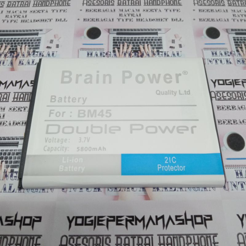 BATRE BATREI BATERAI BATTERY XIAOMI REDMI NOTE 2 BM45 BM 45 BRAIN POWER (5800 mAh) 2IC PROTECTOR