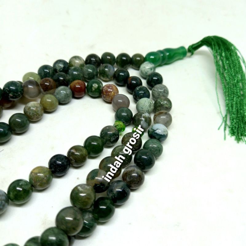 TASBIH BATU HIJAU LUMUT SULIKI 8MM 99BUTIR ORIGINAL STONE