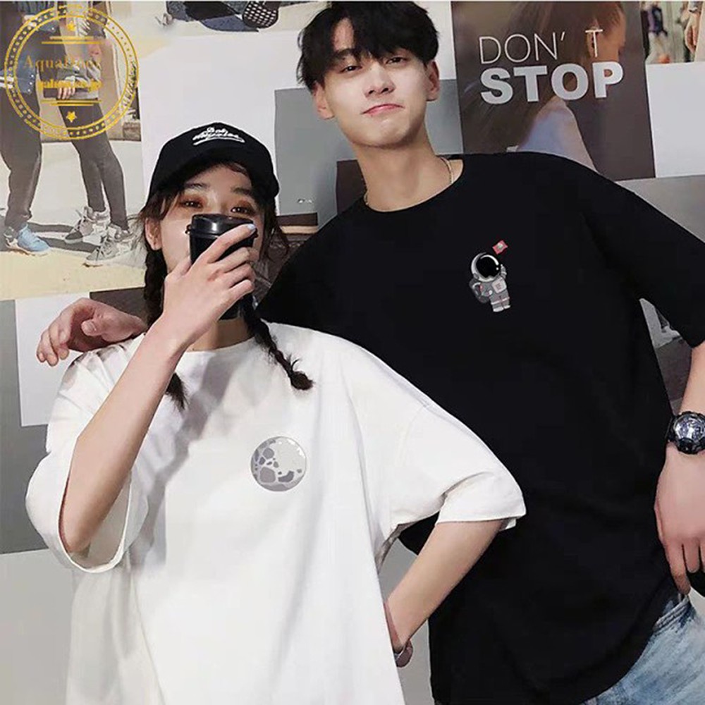 MYSTIQUE.ID-BAJU KAOS COUPLE ASTRONOT AND MOON T-SHIRT LUCU DAN AESTHETIC