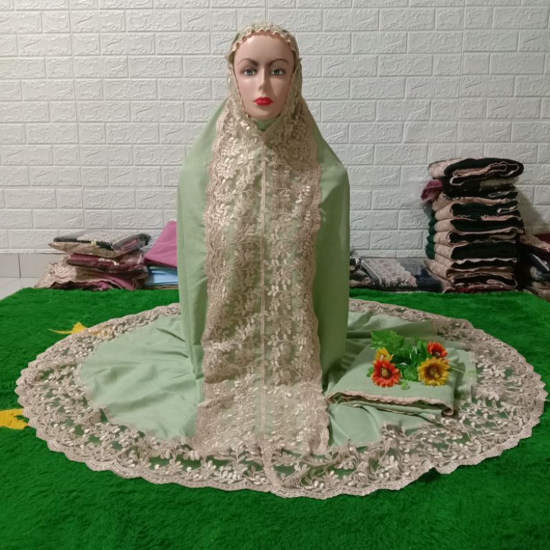 Allutfa Mukena Dewasa Shireen Katun Mikro Renda Mewah Jumbo