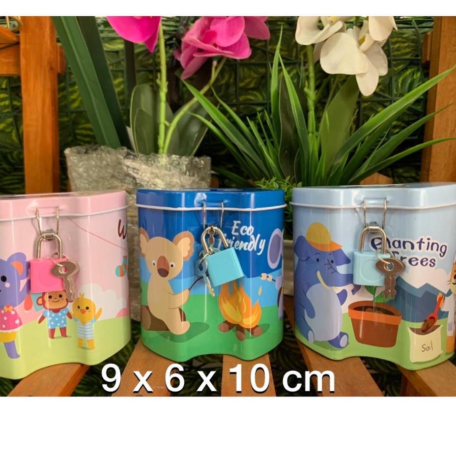 

[KODE 9GIWQ] celengan model kotak animal s 213-02 satuan gembok