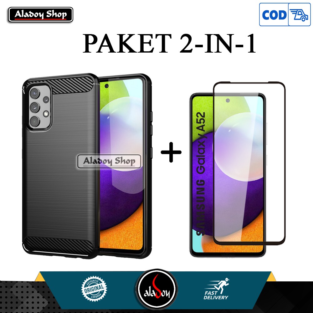 Case Samsung Galaxy A52  2021 New Case + Tempered Glass Anti Gores Kaca Screen Protector