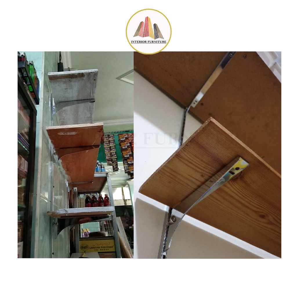 Braket Ambalan Kayu Bracket Ambalan Teriplek 15 cm - 45 cm..