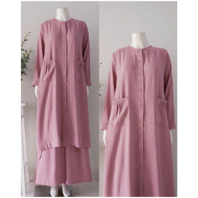 Nilova set ori by disiko black army lilac blue setelan celana wanita m l xl crinkle busui setcel new