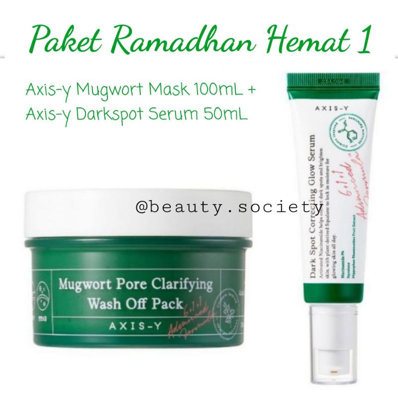 (Paket Hemat 1) Axis Y Mugwort Mask + Axis y Dark Spot Serum