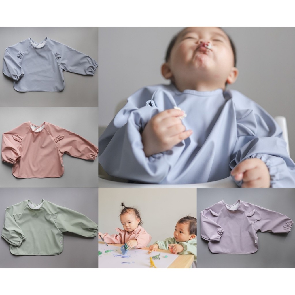 Mellow Waterproof Cape Bibs Animal Ears - Slaber Bib Bip Anak Bayi Makan Baju Smock Lengan Panjang