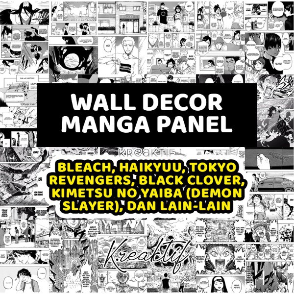 (STICKER) Poster Anime Manga Wall Decor Panel Komik - One Piece Jujutsu Kaisen Black Clover Haikyuu 