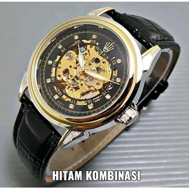 Automatic Jam Tangan Analog Otomatis Tanpa Baterai Terlaris Kulit