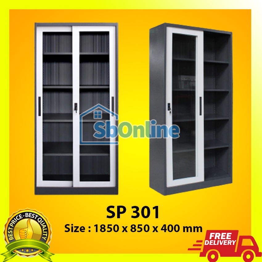 Lemari Arsip Besi Pintu Kaca Sliding Door - SP 301