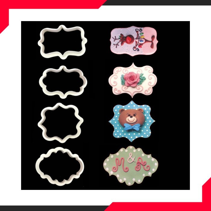 cutter plaque pigura 4 pcs vintage cetakan kue