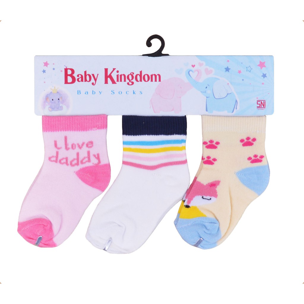 3 in 1 Kaos kaus Kaki Bayi Winteku / Flower / Baby Kingdom Motif Lucu bayi newborn 3pasang Makassar