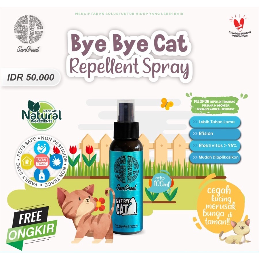 100ml Semprot Bye Bye Cat Spray Pengusir kucing spray, cat repellent aman grosir